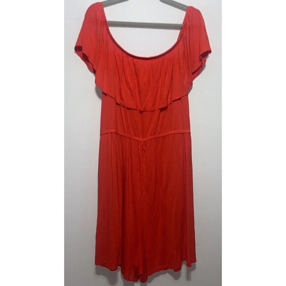 Lane Bryant Convertible Off-The-Shoulder Romper Size 26/28 Orange Red - Picture 5 of 6